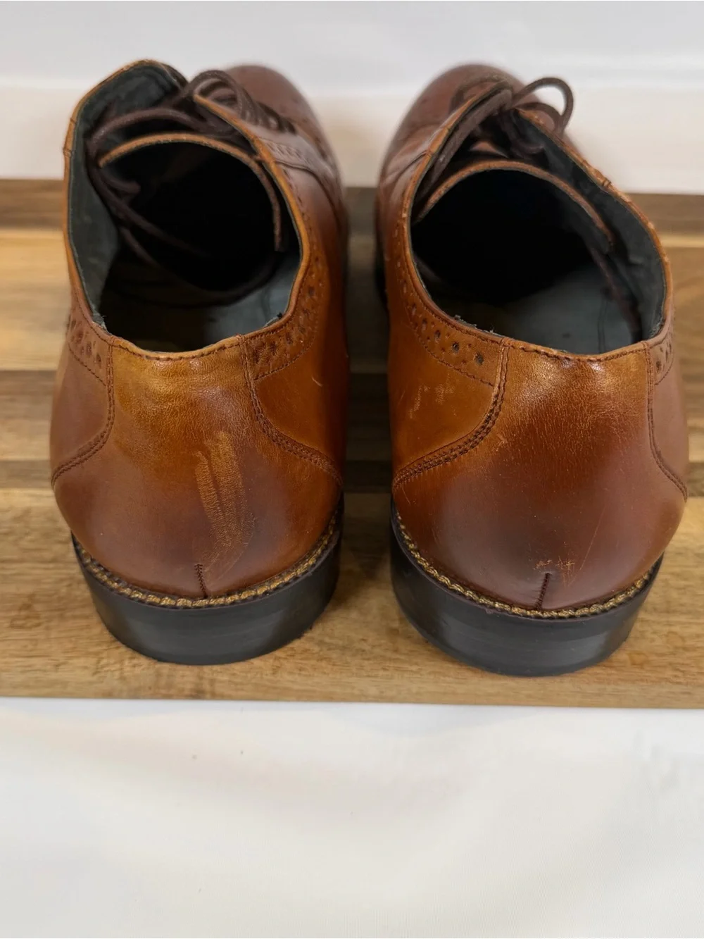 Stacy Adams Classic Men's Wingtip Dress Shoes Size 13 Leather Cognac Brown